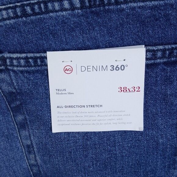 AG JEANS Mens Size 38x32 Blue Medium Wash Modern Slim Stretch Denim TELLIS $198 - Picture 5 of 6
